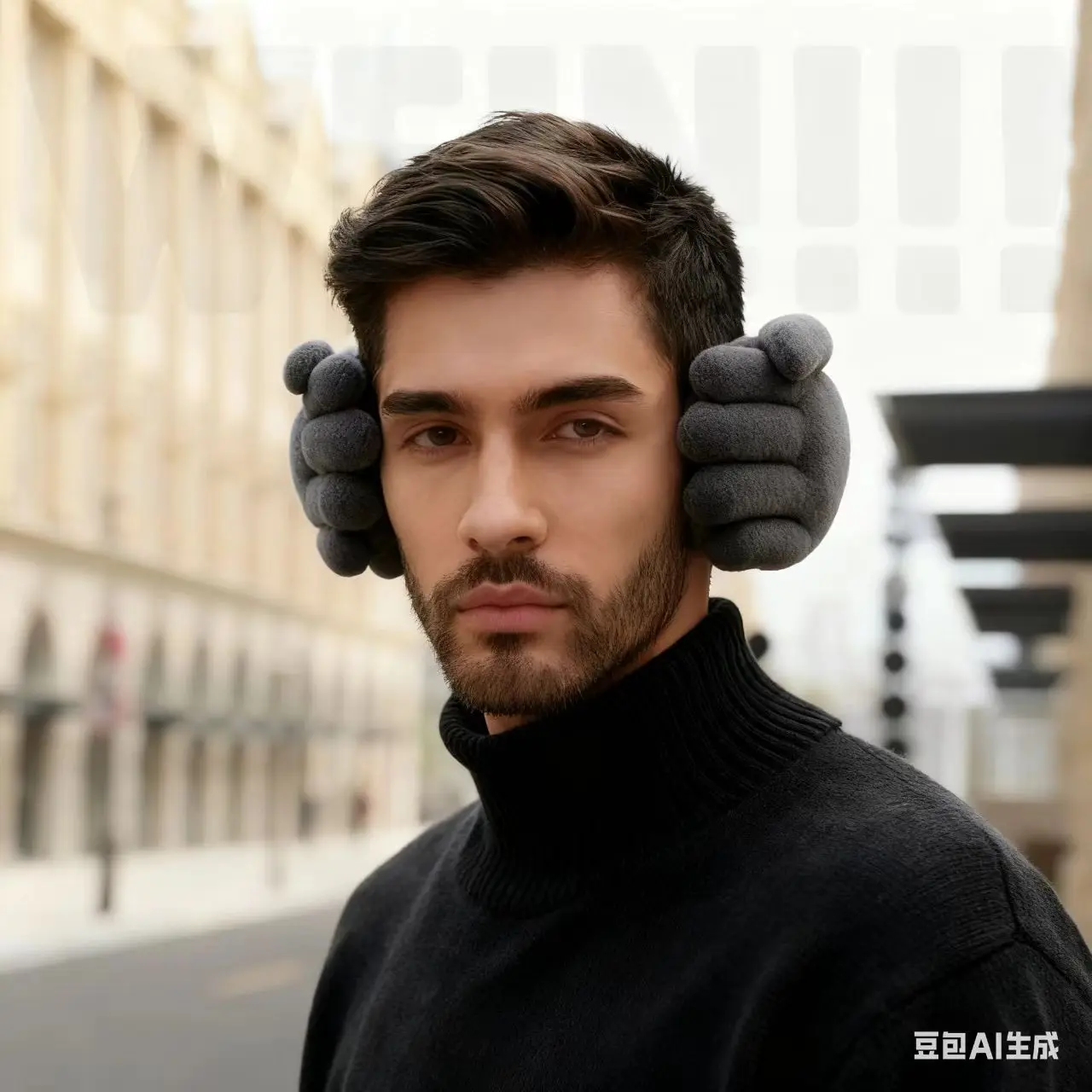 غطاء للأذنين اليدوي يحافظ على الدفء والمضحك للأزواج مع غطاء للأذنين اليد الدافئة لإرسال الأصدقاء محاكاة ساخرة محشوة أفخم هدية عيد الميلاد