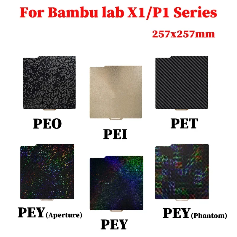 

Для Bambu Lab P1S сборная пластина A1 X1C Pei текстура 257x257 H1H PEY Peo листовая пружина сталь для Bambulabs X1 Carbon Bambulab P1P