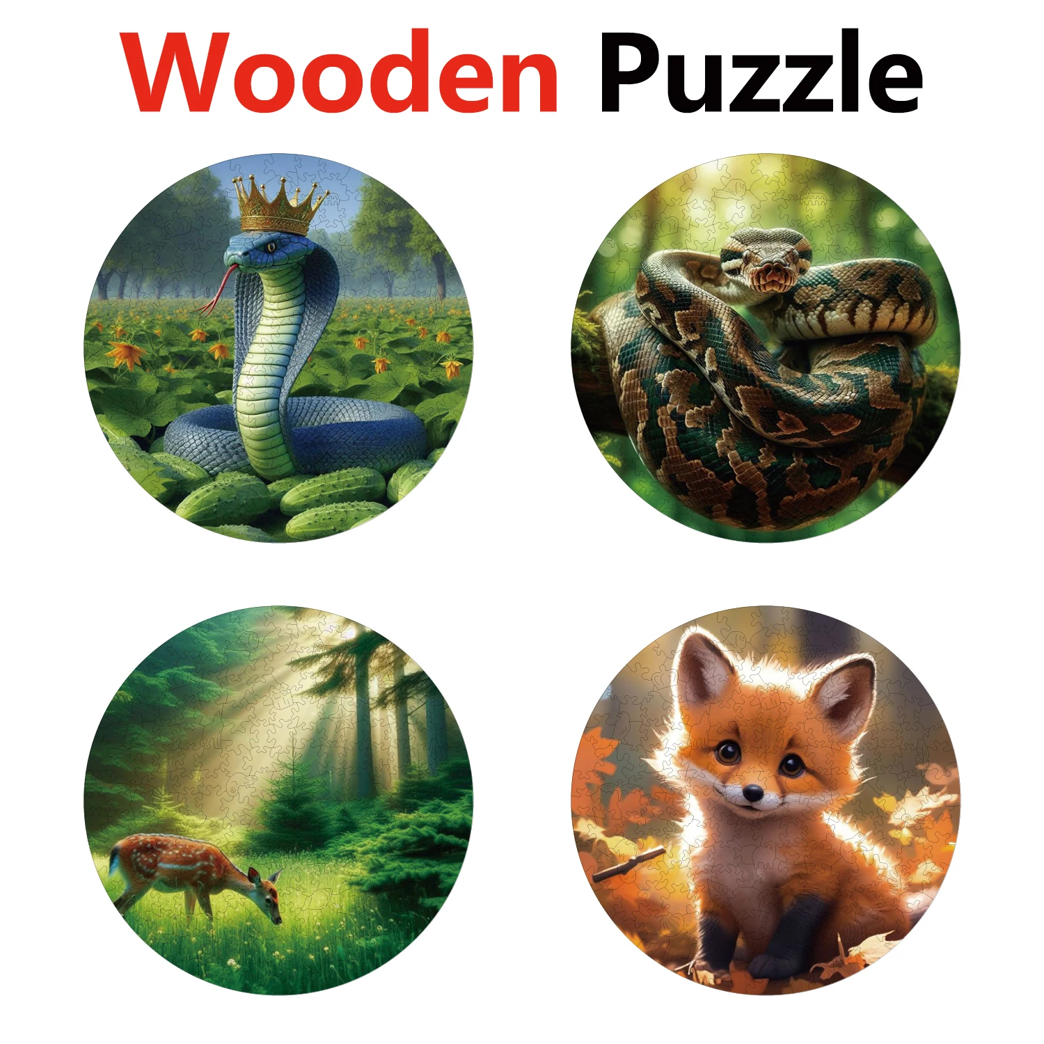 

Deer Fox Snake Animal Puzzles High Quality Jigsaw Puzzle Wooden Puzzle Best Christmas Gift