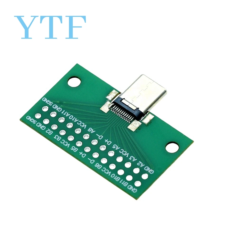 Type-C Male To Female USB 3.1 Test PCB Board Adapter Type C 24P 2.54mm Connector Socket For Data Line Wire Cable Transfer
