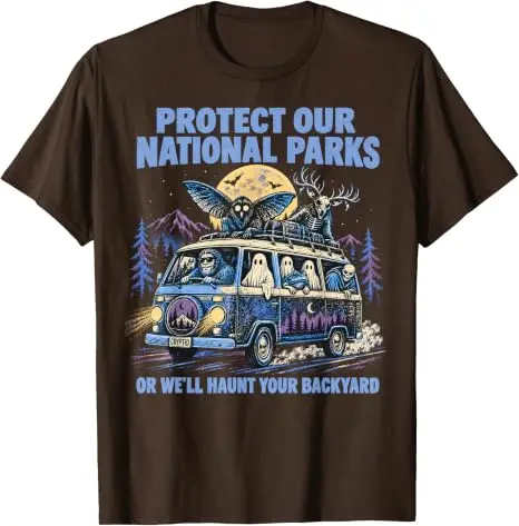 Protect Our National Parks Cryptid Mothman Bigfoot Ghost T Shirt Y2k Horror Weirdcore Wendigo Night Drive Halloween Costume Tees