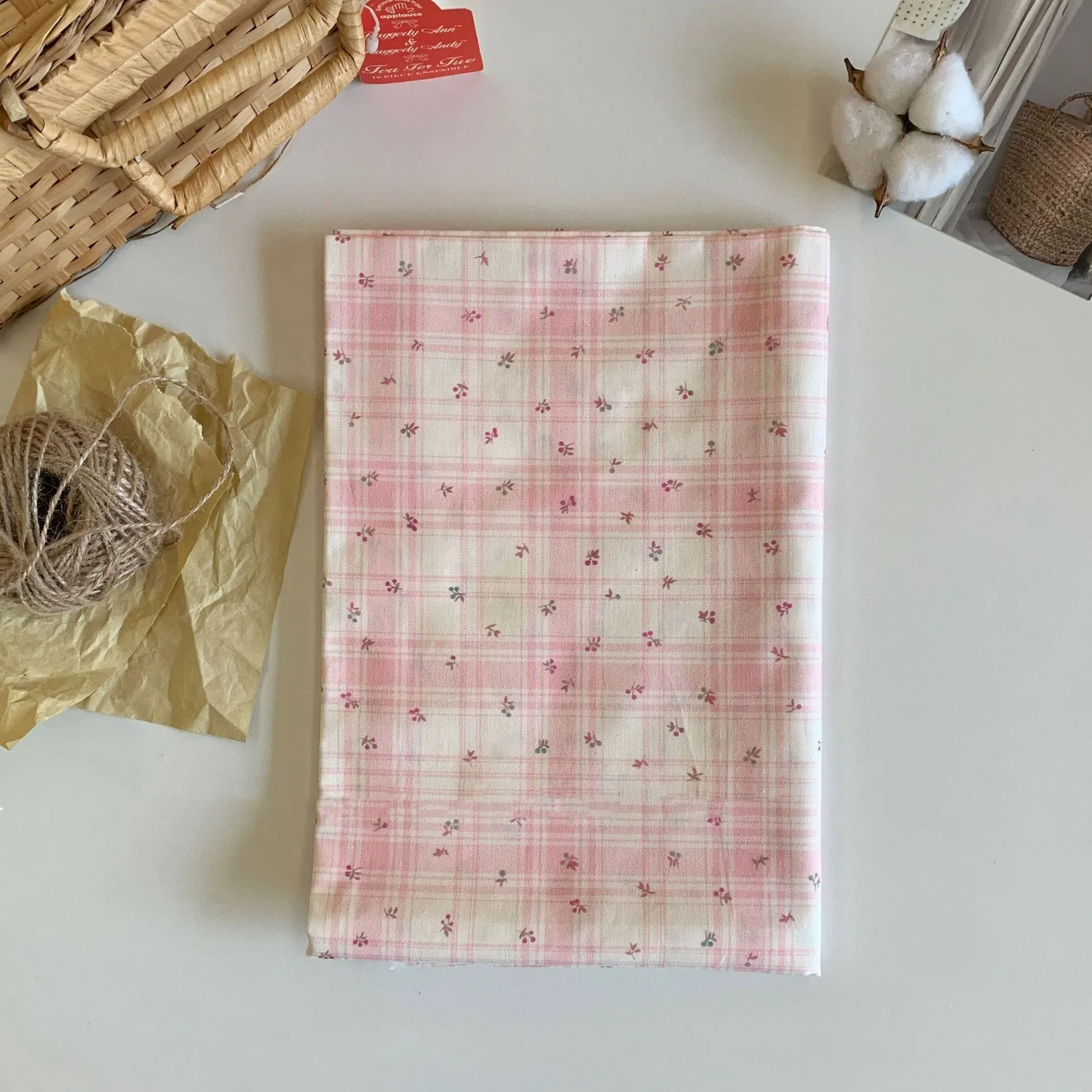Checkered Pattern Cotton Fabric Korean Minimalist Style Handmade For Clothes Bag Pants Skirt Sewing Printing Fabric 40 Thread