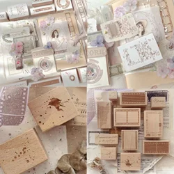 JP Vintage Coffee Stain Wooden Rubber Stamp for DIY Scrapbooking Photo Album Card Making