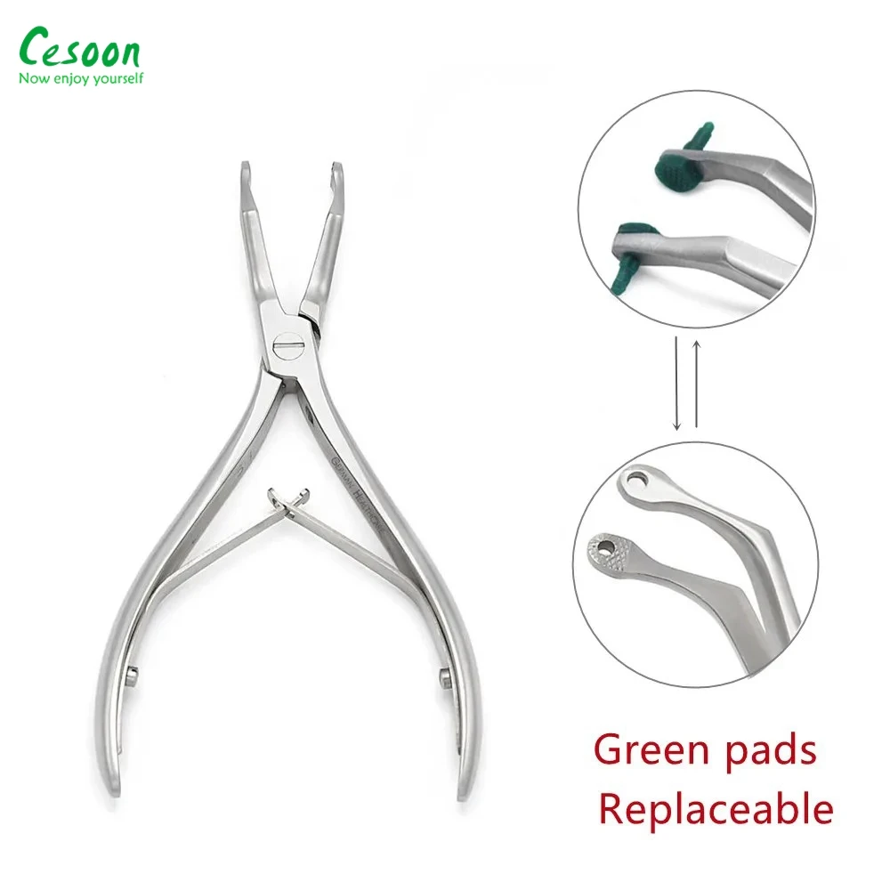 Dental Stainless Steel Crown Pliers Green Rubber Tip Removing Temporary Teeth Veneers Autoclavable Durable Dentistry Tool