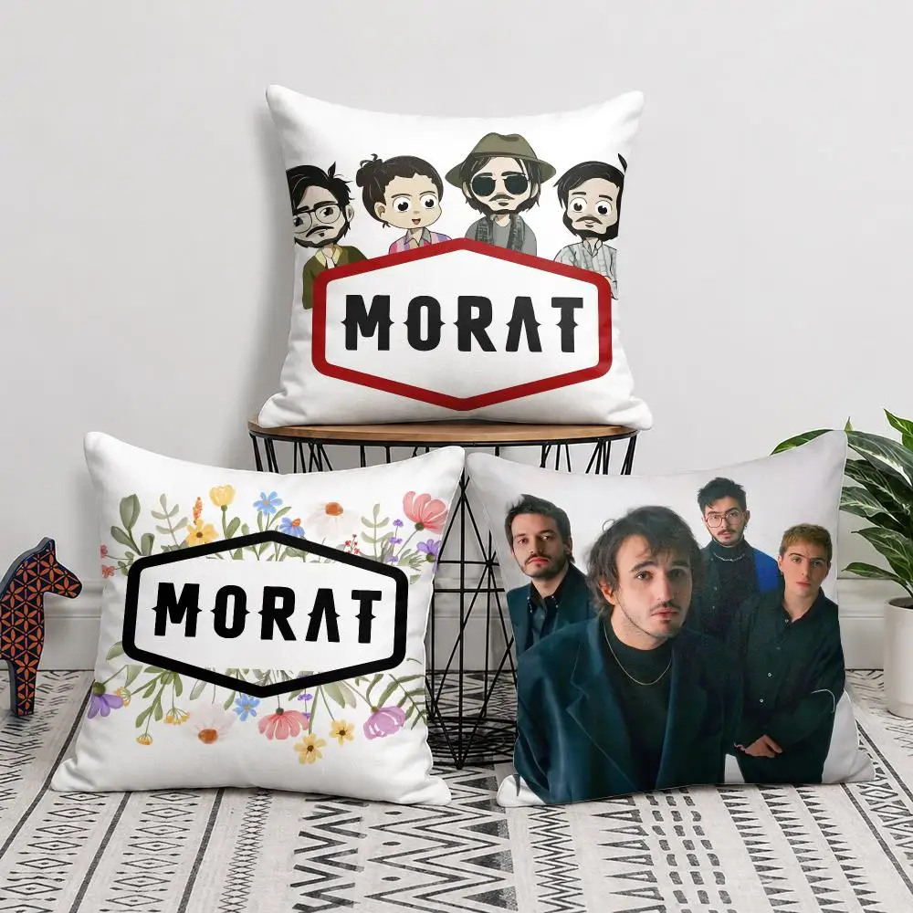 music band m-morat Cushion Cover Double-Sided Plush Sofa Cushion Covers Organic Breathable Invisible Zipper