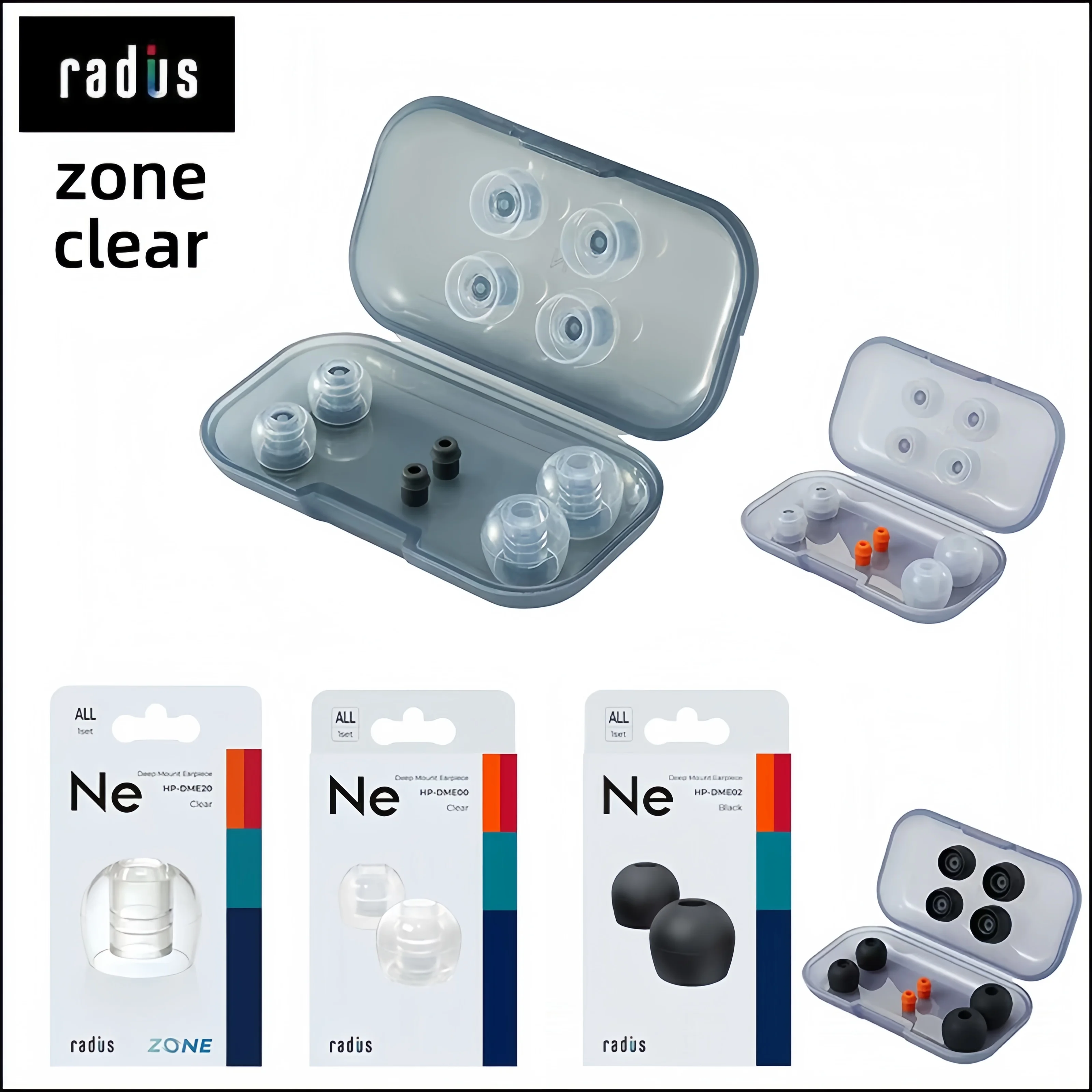 Auriculares Intrauditivos Radius Zone Clear: Ajuste Profundo y Cómodo + Aislamiento de Ruido Superior + Mejora de Bajos, Antialérgicos y Antibacterianos
