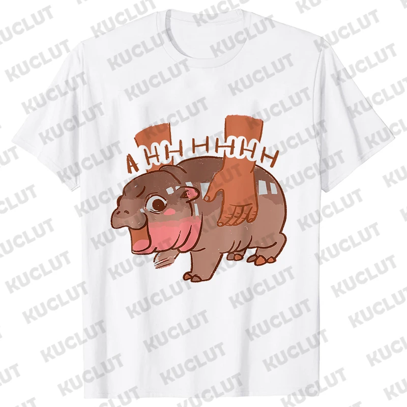 Moo Deng cerdo hinchable en Tailandia bebé hipopótamo Khao Kheow camiseta abierta del zoológico divertido Moo Deng camiseta de algodón de manga corta para hombres