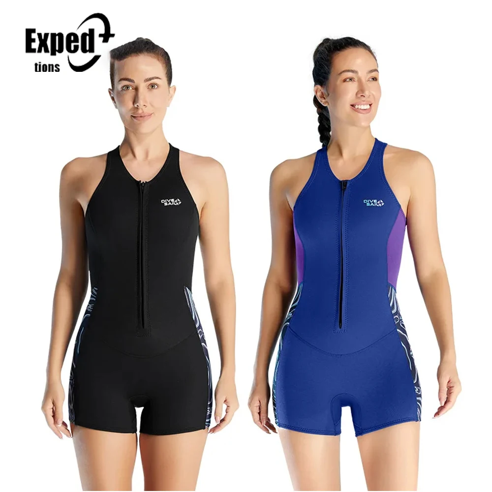 2MM Warm Diving Suit Women's One-Piece Sleeveless Vest Cold-Proof Diving Suit Snorkeling Swimming Surfing Suit