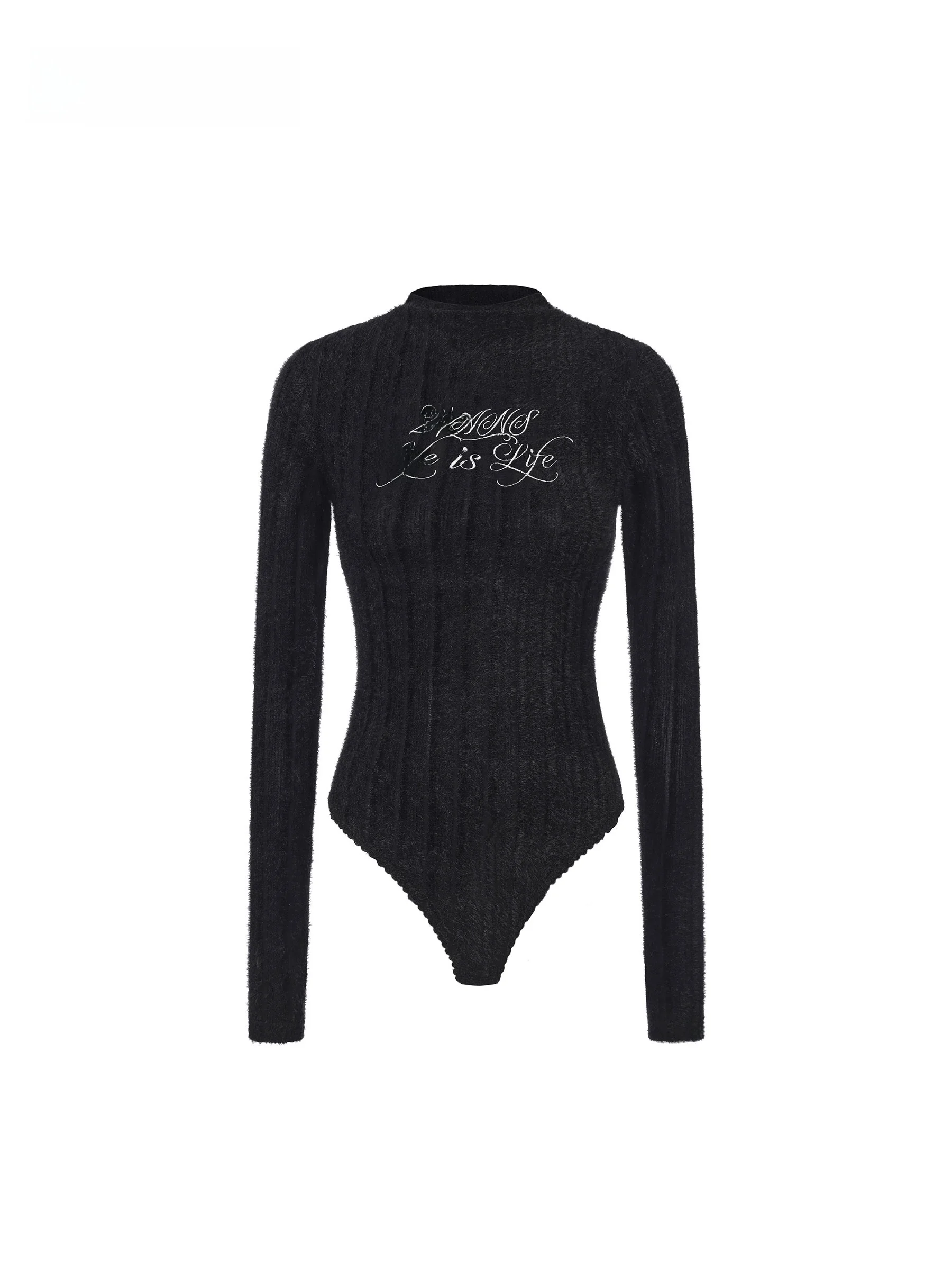 

24ANS LTD Embroidered Knitted Onesie Women's Faion Slim Fit Long Sve Polyester Fiber Polyurethane Elastic Fiber Winter Wear