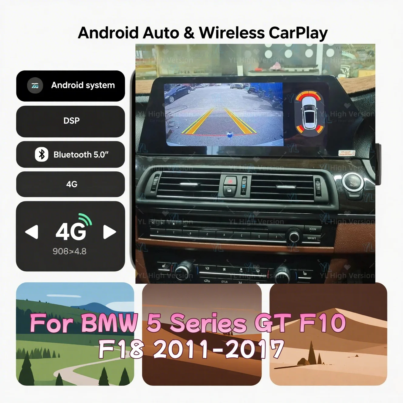 12.3inch Car Radio Blade Screen For BMW 5 Series GT F10 F11 2011-2017 Android 15.0 Wireless CarPlay GPS Head Unit Bluetooth 5.0