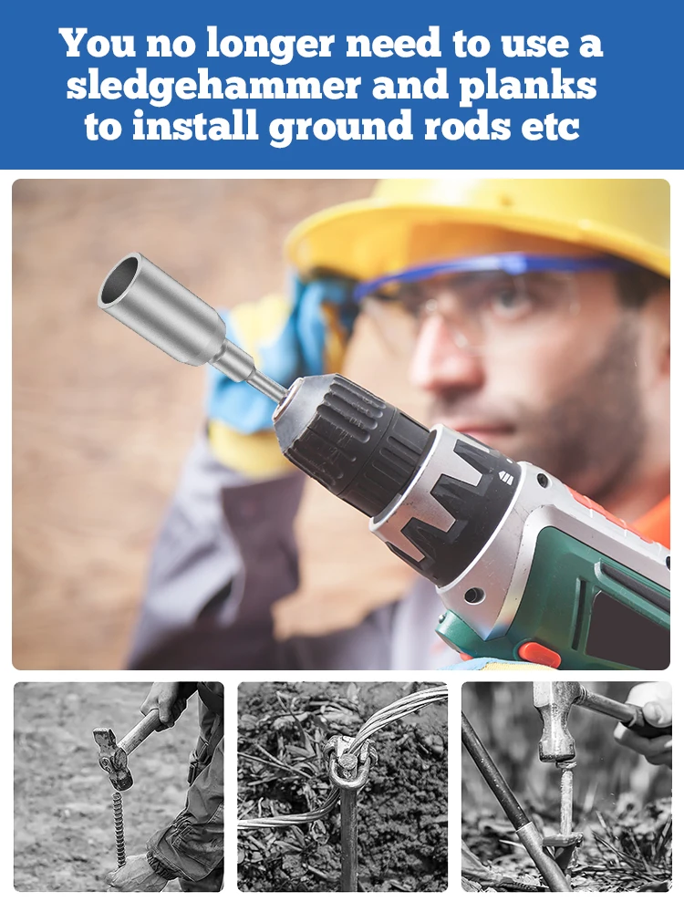 Ground Rod Driver SDS-Plus T Post 30/45/65mm Ground Rod Driver Tools Forged Steel Drill Bit Driver For electric hammer drills