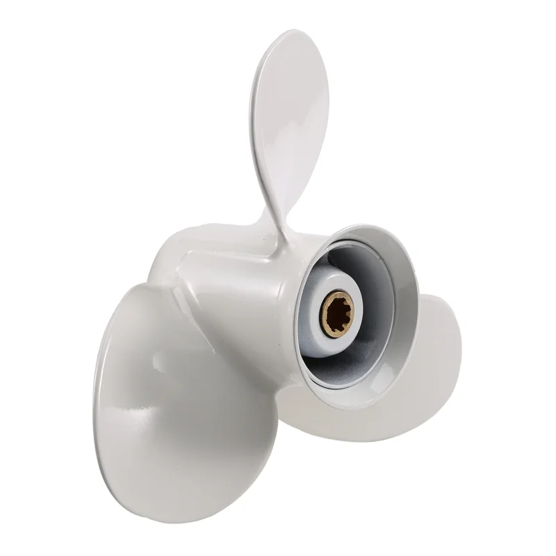 

A77Q-Для 9,9-15 л.с. 63 В-45945-10-EL 9-1/4 X 9, морской подвесной гребной винт из алюминиевого сплава, 8 шлицевых зубьев, 3 лопасти