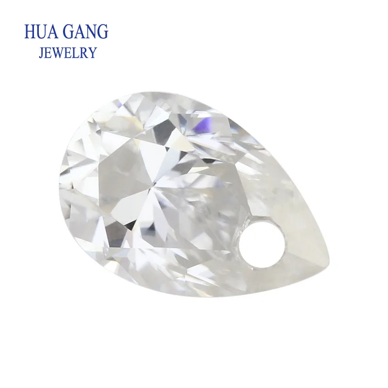 

Single Hole White Color VVS1 moissanites Pear cut shape Loose stone For Jewelry Making High Quality Loose