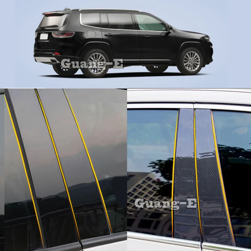 

Car PC Material Pillar Post Cover Door Trim Window Molding Stickers Parts 8pcs For Jeep Grand Commander 2018 2019 2020 2021-2023