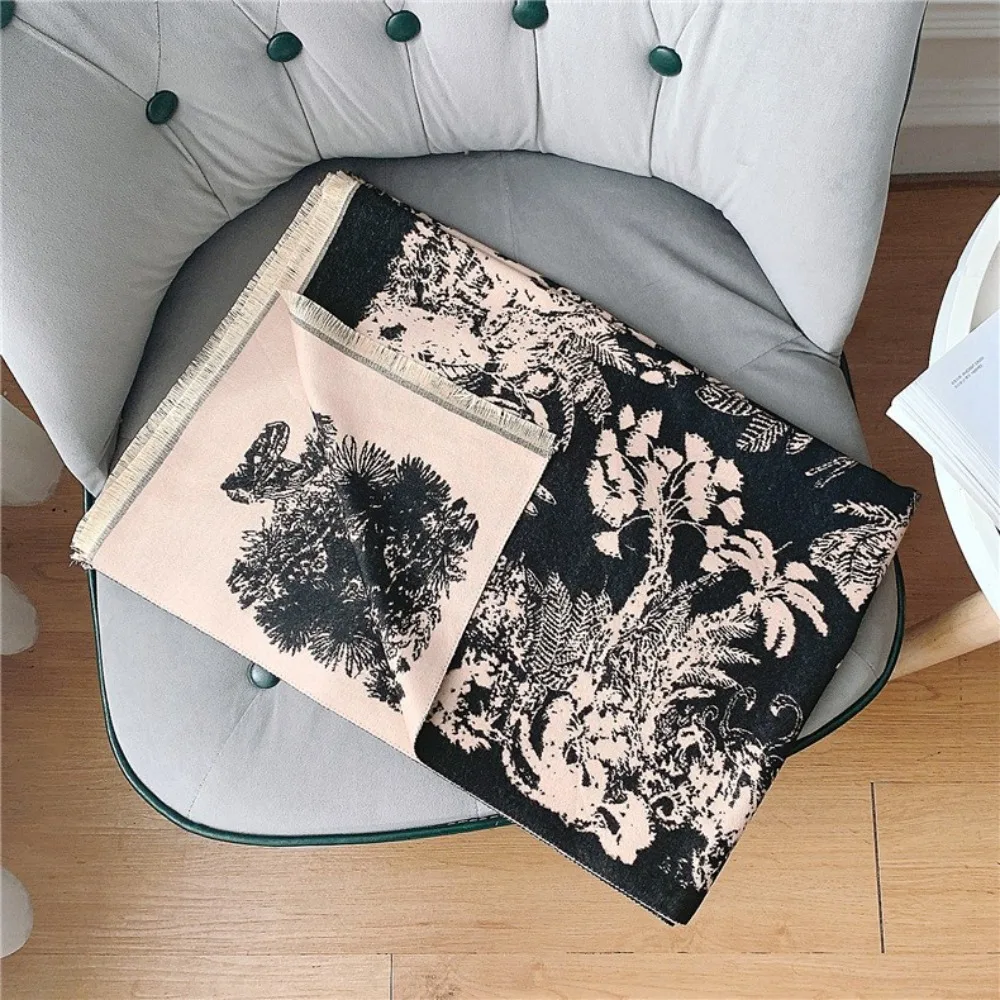 

Шарф в этническом стиле с принтом в стиле ретро, большие богемные зимние шарфы с кисточками, теплый шарф, аксессуары, имитация кашемировой шаль, уличная