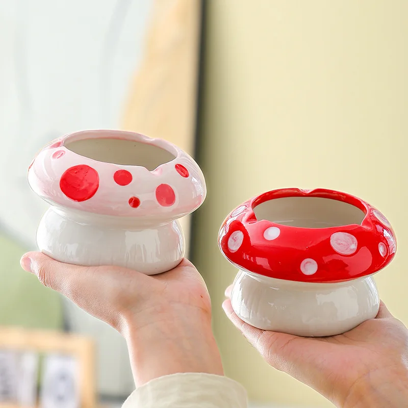 

Cartoon Mushroom Ashtray Creative Cute Modern Practical Living Room Decoration Ceramic Fly Ash Ashtray Home Decoration