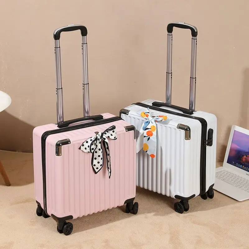lightweight-compact-travel-suitcase-with-password-lock-18-inch-check-in-baggage-for-traveling-casual-striped-pc-abs-material