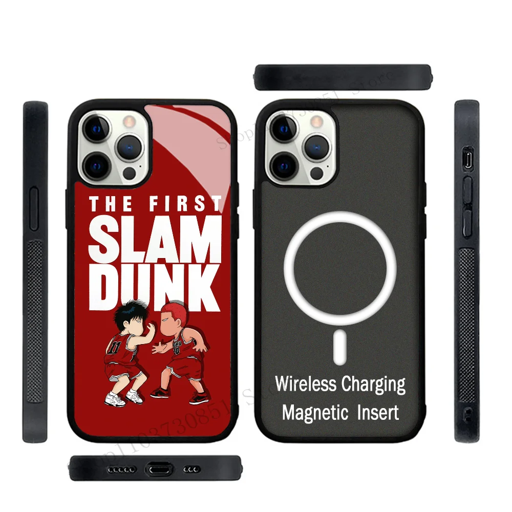 Anime SLAM DUNK Phone Case Strong Magnetic For IPhone 15 14 13 Pro Max 11 12 Mini Alex Mirror For Magsafe