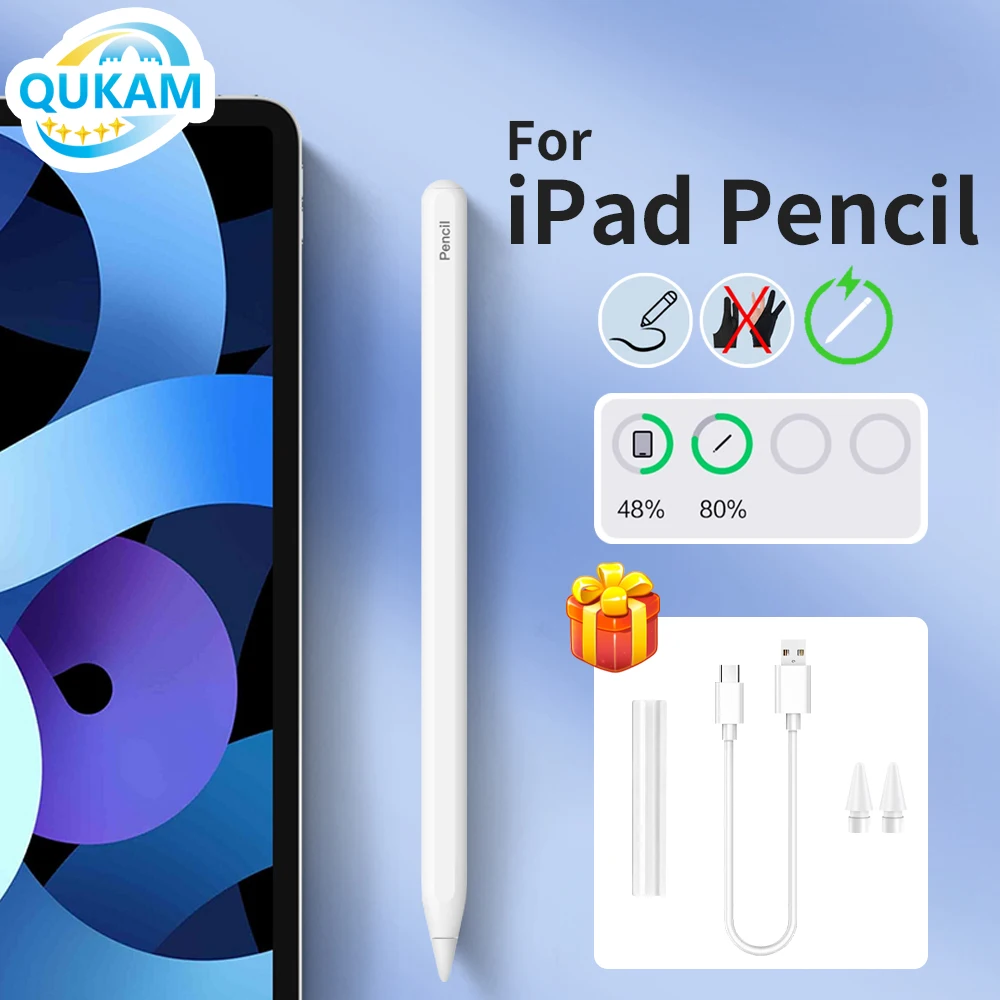 

Для Apple Pencil 2 с беспроводной зарядкой, стилус для iPad 7, 8, 9, 10-го поколения, Pro 11, 12.9, Air 4, 5, Mini 5, 6 (2018-2025), аксессуары для планшетов