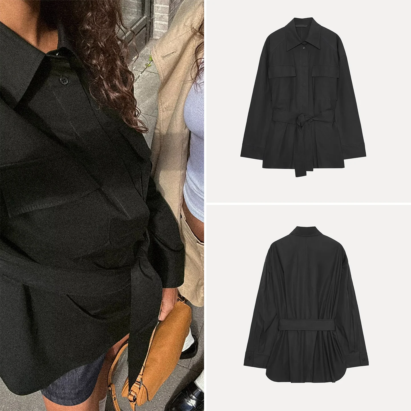 

Z Women's Faionable Versatile Sweet Sle irt with Belt Daily Wear Chiffon Material Long Sve Autumn Season