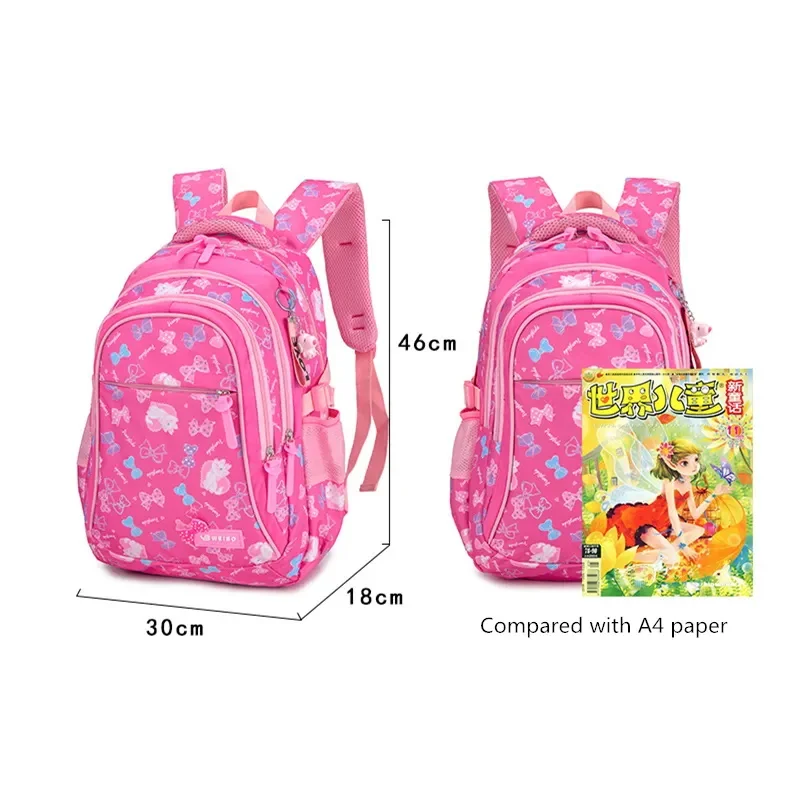 3 unids/set de mochilas escolares con estampado de lazo para chicas adolescentes, mochilas escolares primarias impermeables, Mochila de princesa para estudiantes, Mochila Infantil