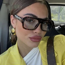 SORVINO Vintage Square Sunglasses Women Retro Brand Designer Yellow Mirror Leopard Tea Sun Glasses Female INS Eyeglasses Men