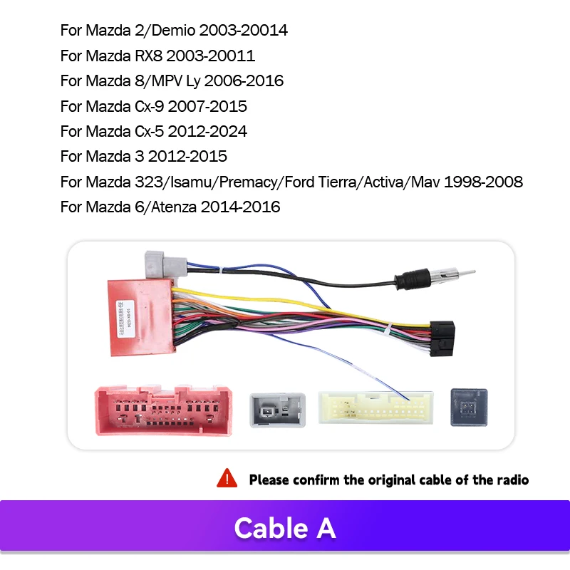 MAMSM For Mazda 6/Atenza/CX-5/CX-9/2/CX-3 /3/CX-7 Car Wire Harness Adapter Canbus Box Android Radio Power Cables Decoder