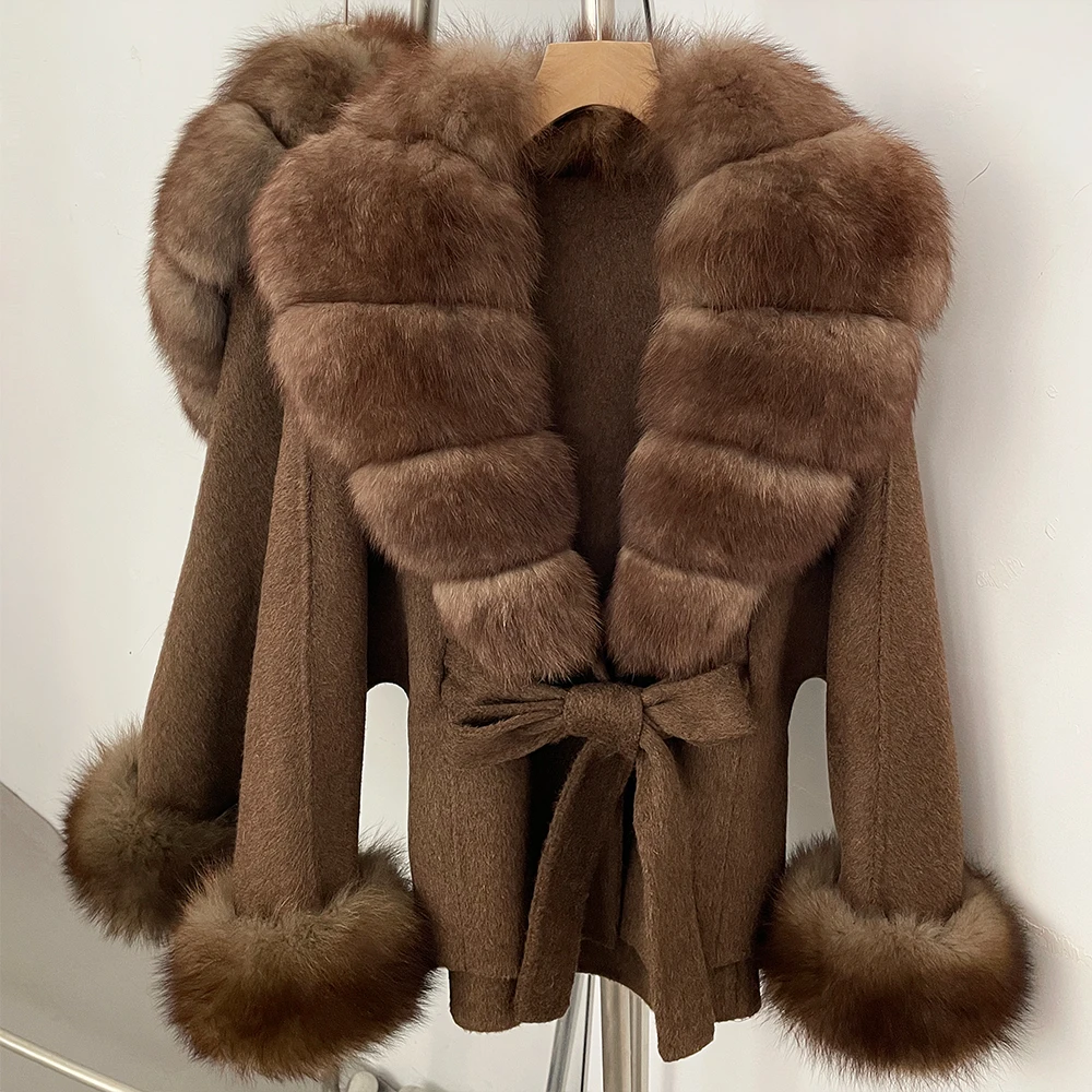 Oversized Women's Long Fur Coat Soft Fur Winter Coat for Woment Cold Weather Protection Woolen Outerwear for Everyday Travel