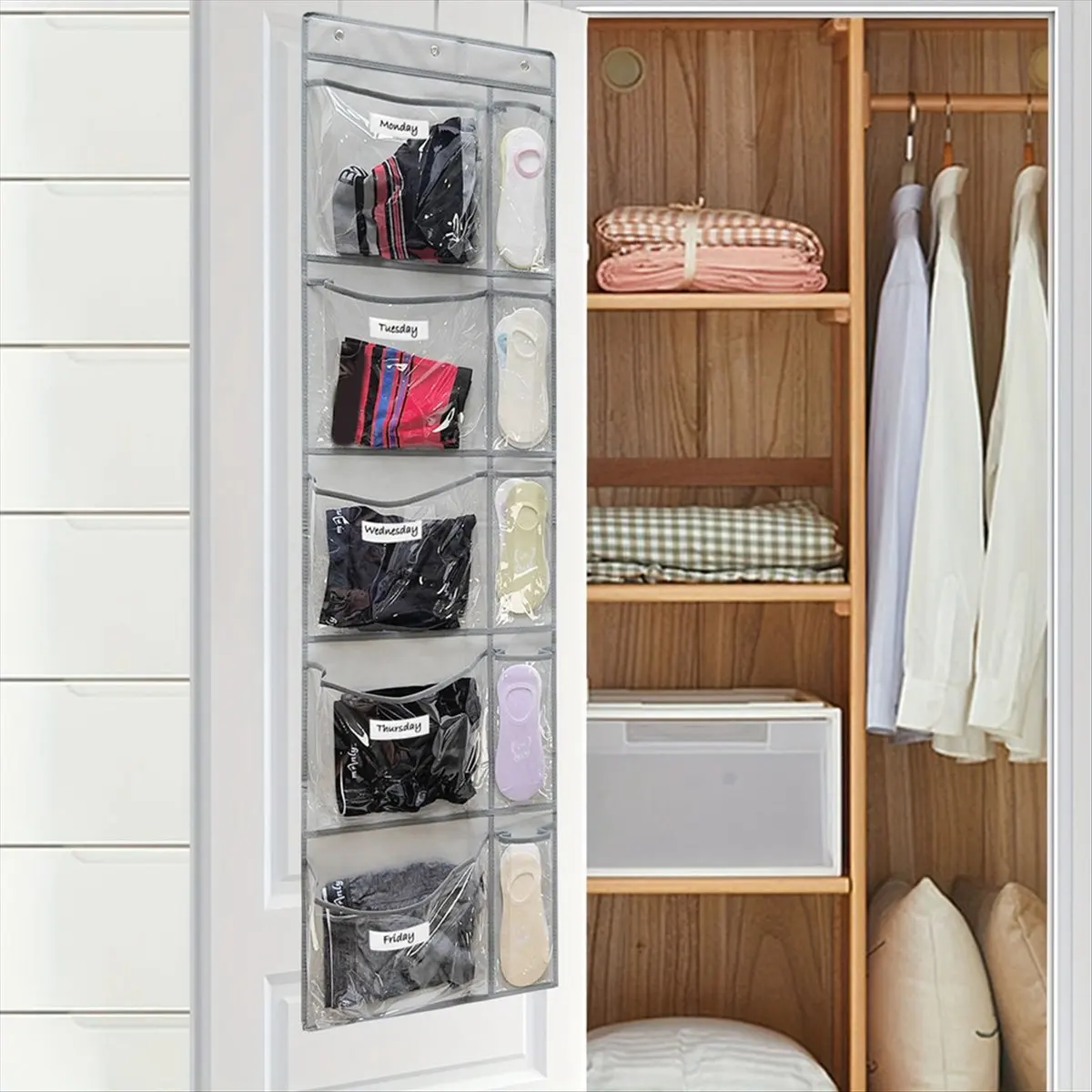 

Еженедельный органайзер для детской одежды, школьная одежда «День недели», «понедельник в пятницу», подвесной шкаф для хранения вещей с 5 полками