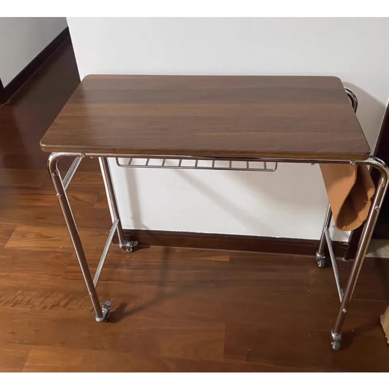 Simple modern high carbon steel bookshelf computer desk living room bedroom push-pull mobile assembly coffee table