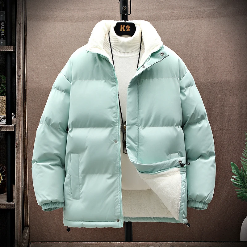 Couples Solid Color Down Coats Standing Collar Warm Simple Solid Color Thin Look High Trend All Quality Fabric Comfortable Skin