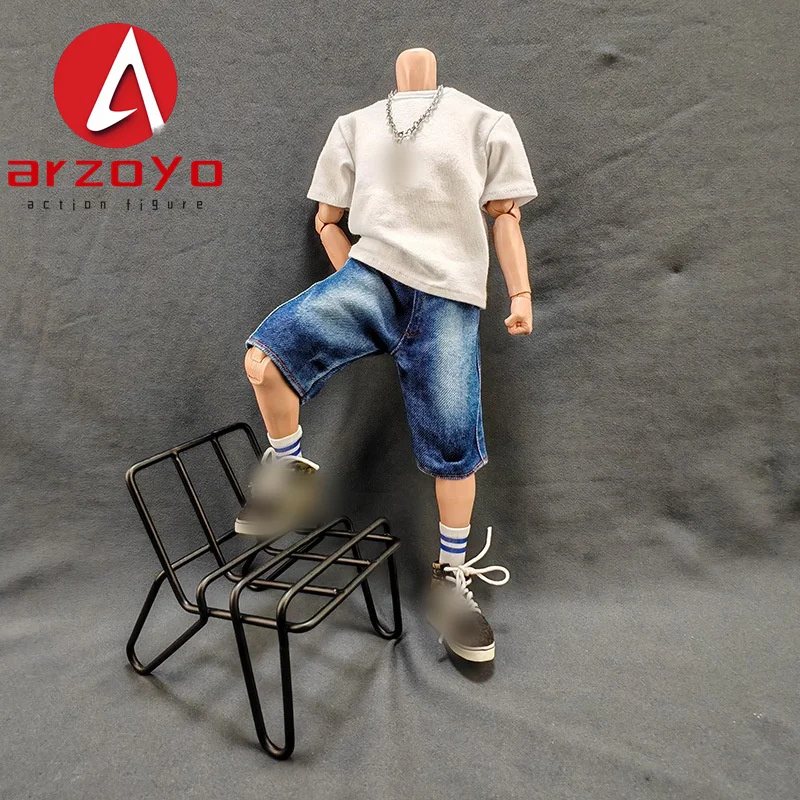 Pantalones vaqueros cortos lavados de ocio a escala 1/6, pantalones vaqueros rasgados cortos, modelo de ropa apto para figura de acción de soldado masculino de 12 pulgadas