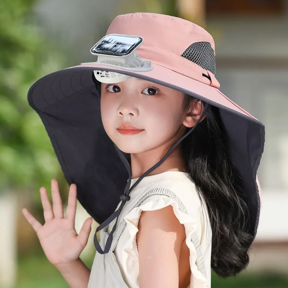 Personal Adjustable Children's Solar Fan Hat USB Charging Waterproof Summer Cooling Hat Breathable Quiet Sunshade Fan Cap