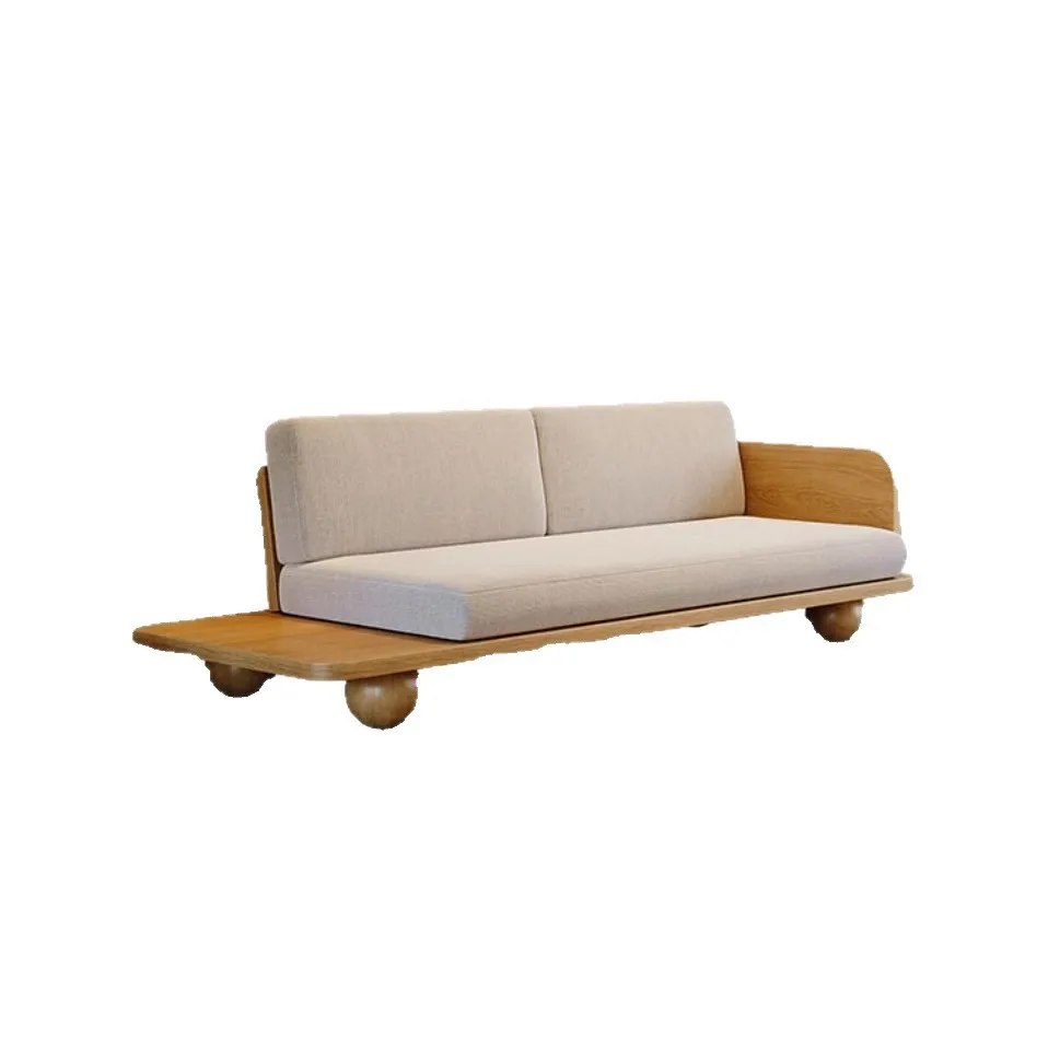 Massivholz-Sofa, kleines B&B-Club-Stoffsofa, Holzsofa für Apartments, Wohnzimmer, Einzel-, Doppel- und Dreisitzer-Sofa