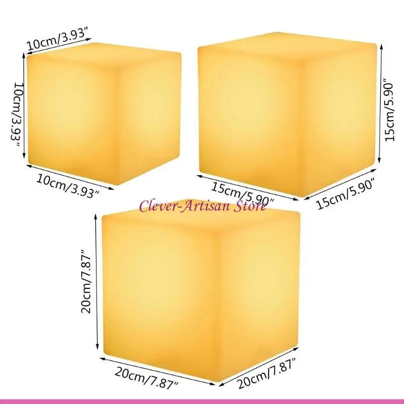 E06B Glowing Cube Square Stool LED Light Cube for Seat Chair Waterproof Rechargeable