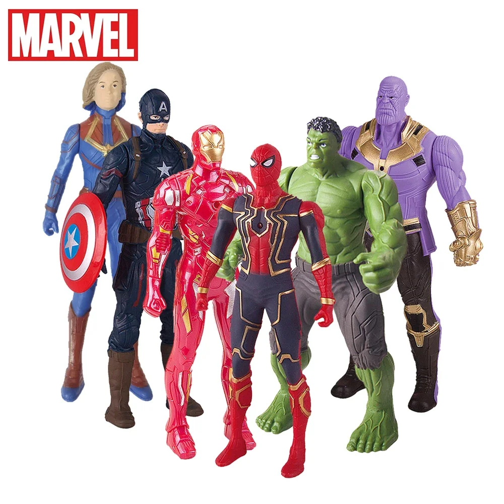 Figuras de acción de Marvel, juguetes originales de Spiderman, Hulk, Ironman, Capitán, articulaciones móviles de Pvc, modelo de colección de muñecas