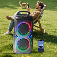 Double 6.5-inch Caixa De Som Bluetooth Speaker with Shoulder Strap 1 Microphone Outdoor Portable High Volume Karaoke Audio 40W