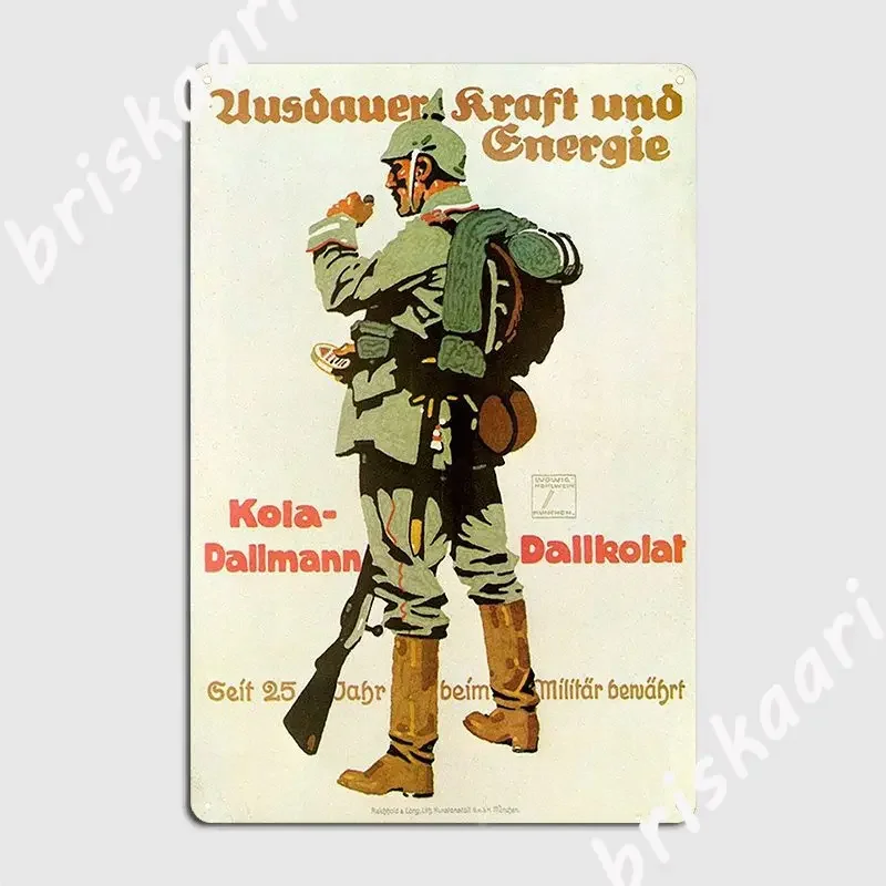 German Soldier Ww1 Ad For A Kola Drink Metal Sign Pub Cinema Garage Decoration Designing Tin Sign Poster