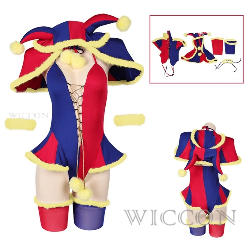 Pomni Jumpsuit Doujin Cosplay The Amazing Digital Circus Cosplay Costume for Adult Halloween Cartoon Cute Circus Outfits