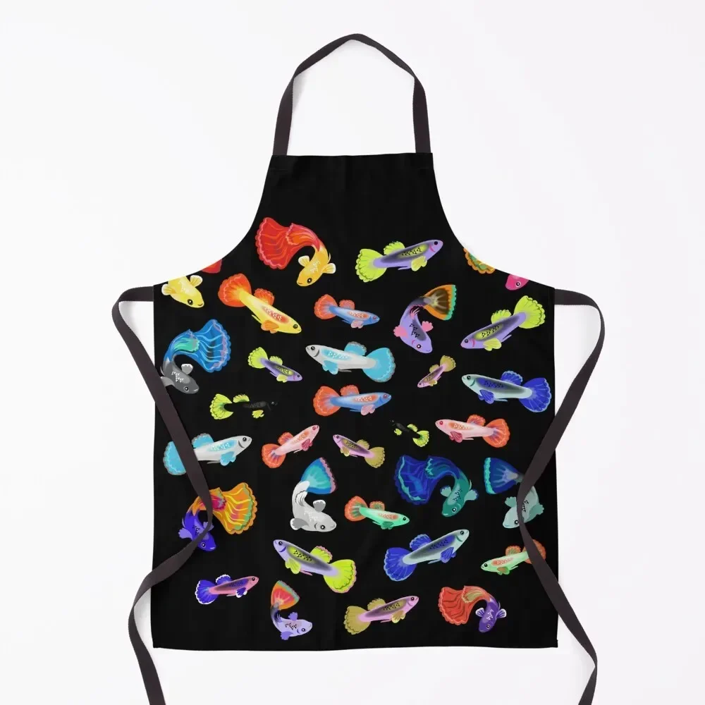 Guppy Addict Apron for women with pocket cook wear custom women's kitchen For Women Kitchen Apron