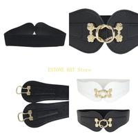 49MF Elastic Waist Belt for Women Ladies Dress Corset Fashion Female Stretch Waist Strap with Alloy Buckle for Prom Party