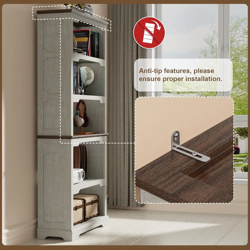 Estante aberta de 5 prateleiras de sete polegadas para casa, escritório, quarto e armazenamento escolar