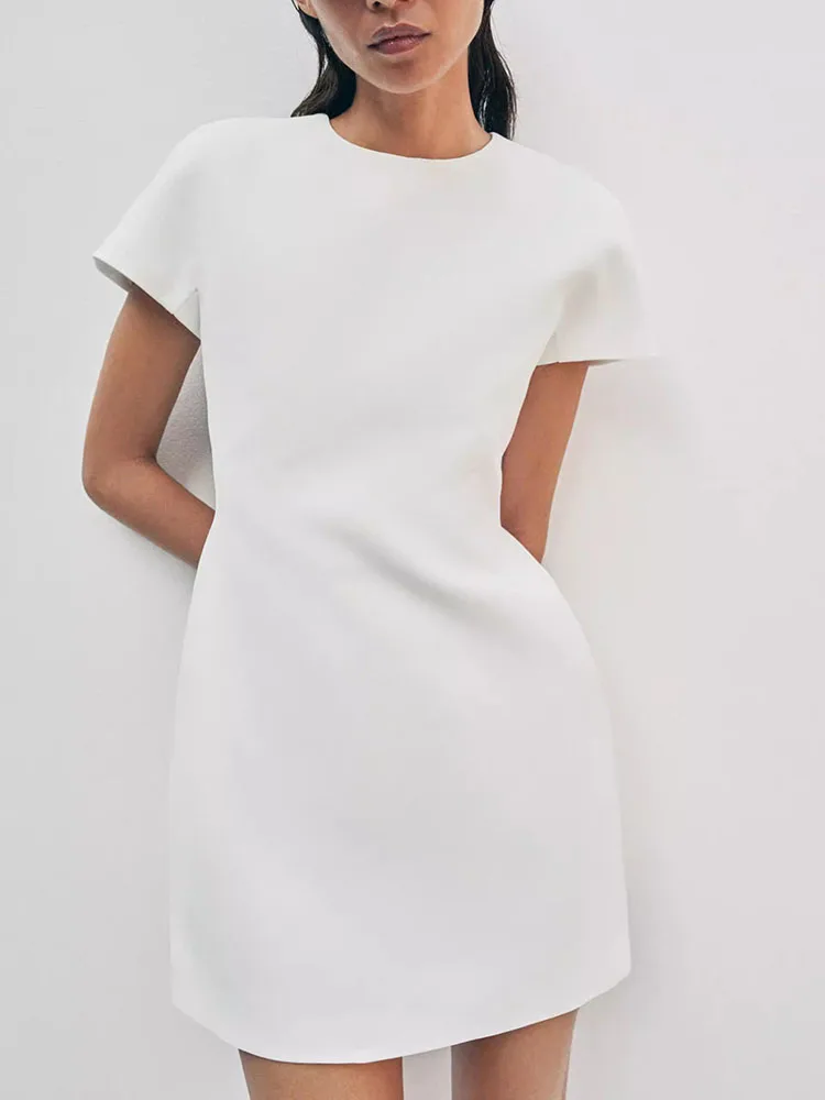 

Summer New Arrival Women's Dress ZA2026 Simple Elegantly Slim Short Sleeve round Neck Short Dress for Young Women 18-25