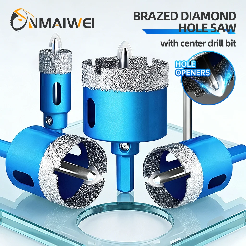 Conjunto de Brocas Diamantadas 18-100mm para Cerâmica com Broca de Posicionamento para Vidro, Mármore, Granito, Pedra e Porcelana - Kit de Brocas de Serra Copo