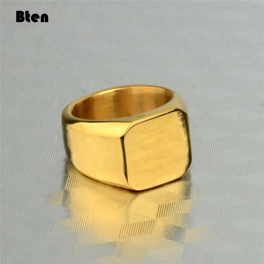 Bten 2020 Fashion Simple Style Gold Silver Color Square Ring Classic Ring Stainless Steel Wedding Engagement Jewelry