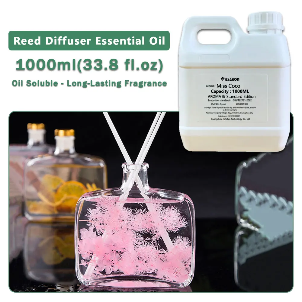 ESAEON Vine Diffuser Essential Oil - For Reed Diffusers & Flameless Aroma & Vine Diffuser, Miss Coco/Cedar - 1000ML (33.8 fl.oz)