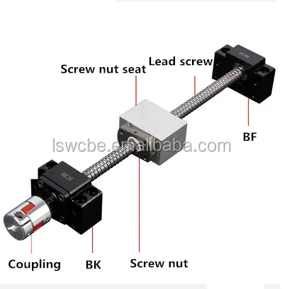 

cnc parts SFU/RM1605 set rolled ball screw machined+flange nut+housing dsg16h+BKBF/EKEF/FKFF12 end support+coupler