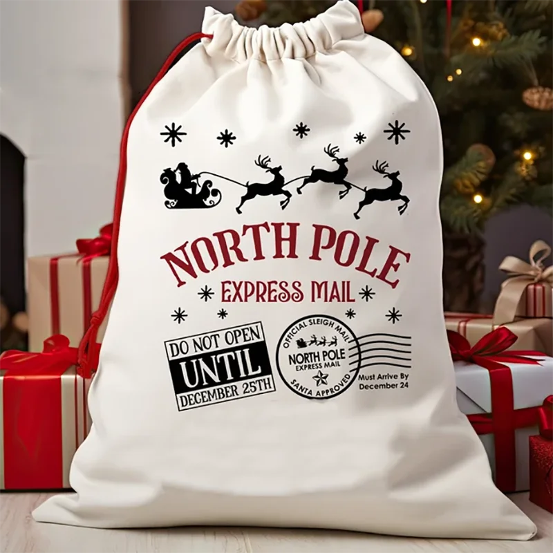 Christmas 2024 New North Pole Santa Sack Presents Bag Christmas Gift Sack Christmas Gift Bags Packaging Party Supplies Decor