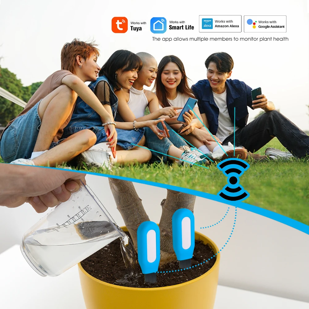 1 قطعة تويا زيجبي التربة الاستشعار الرطوبة درجة الحرارة كاشف الرطوبة الحياة الذكية مساعد المنزل مراقبة الوقت الحقيقي لحديقة النبات