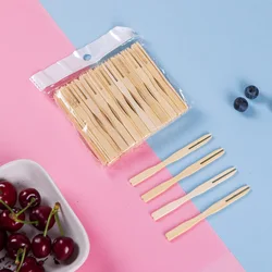 100/200/750pcs Disposable Fruit Fork Cake Picks Fruit Bamboo Stick Fork Mini Cocktail Forks Party Supplies for Appetizer Dessert